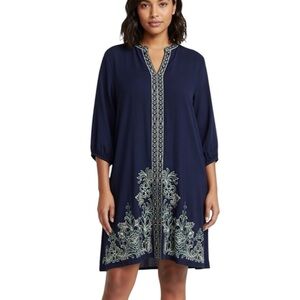 MIAMI Boho Embroidered V-Neck Flowy Shift Dress